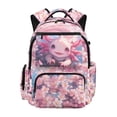 thumbnail image 1 of Garronmavis Axolotl Cherry Kids Backpack Smooth Zippers School Bag Large Capacity Book Bag 17-inch for 8-12 Primary School Students Back to School Gift, 1 of 8