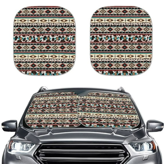 Garronmavis Aztec Automotive Windshield Sunshades 2 Pieces Car Sun Shade Car Interior Accessories Car Sun Visor Universal Fit