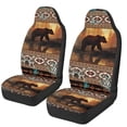 thumbnail image 1 of Garronmavis Aztec Brown Bear Car Seat Cover Set of 2 Breathable Front Car Seat Covers Interior Protector Universal Fit Anti-Slip Driver Seats Protector, 1 of 7