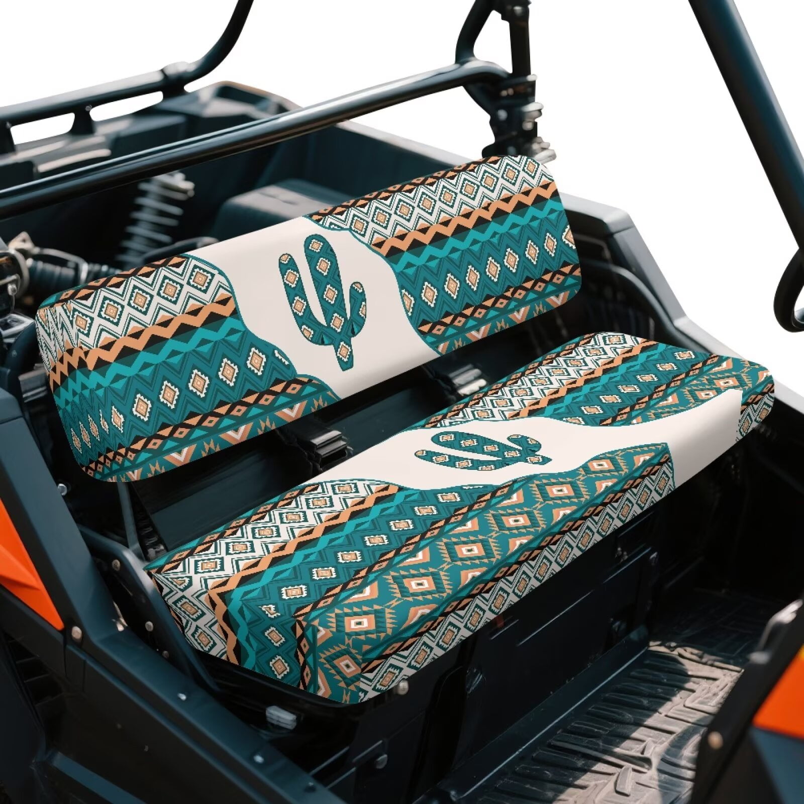 Garronmavis Aztec Cactus UTV Seat Covers with Elastic Edges Easy to Install UTV Bench Seat Cover Set Accessories Compatible with Kawasaki Mule 4010 4x4 Diesel (2009-2013)