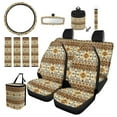thumbnail image 1 of Garronmavis Aztec Car Seat Cover Full Set 13 Pieces Steering Wheel Cover Seatbelt Shoulder Pad Rearview Mirror Cover Garbage Bins Rear View Mirror Cover Keychain Air Vent Storage Pouch, 1 of 4