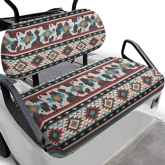 Garronmavis Aztec Geometry Golf Cart Seat Covers Set Easy to Install Breathable Split Backrest Front Seat Cover Keeps Comfortable Interior Accessiores for Hot Weather