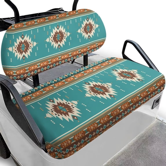 Garronmavis Aztec Tribe Style Golf Cart Rear Seat Cover Accessorie Breathable Air Polyester Golf Cart Seat Covers Smooth Surface Decor Accessiores for Heat Protection