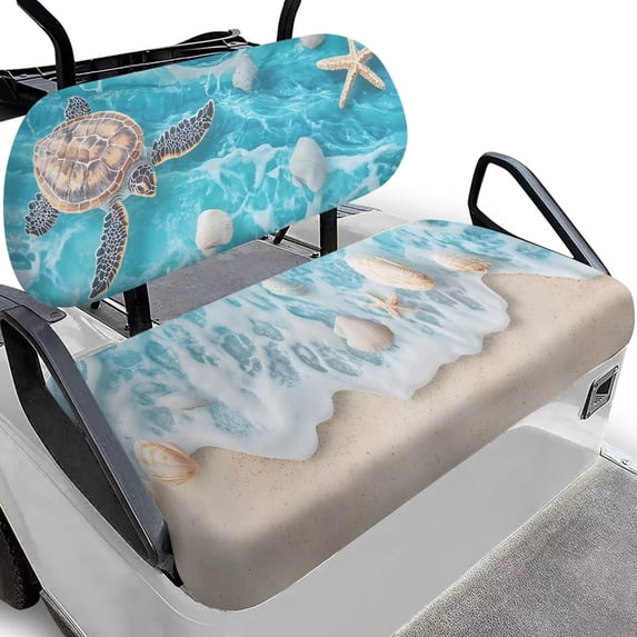 Garronmavis Beach Turtle Universal Golf Cart Seat Covers Accessories Golf Cart Seat Protectors Smooth Surface Polyester Interior Decor Accessiores for Heat Protection