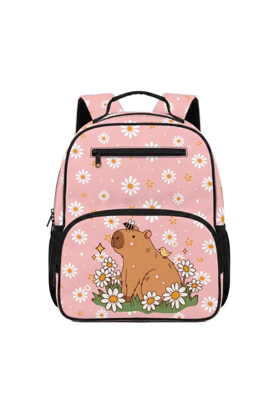 Bee & Daisy Capybara 13.5 Inch Kindergarten Backpack for 3-5 Year Olds Girls Lightweight Kids Backpack with Adjustable Shoulder Straps and Spacious Interior for Preschool Boys