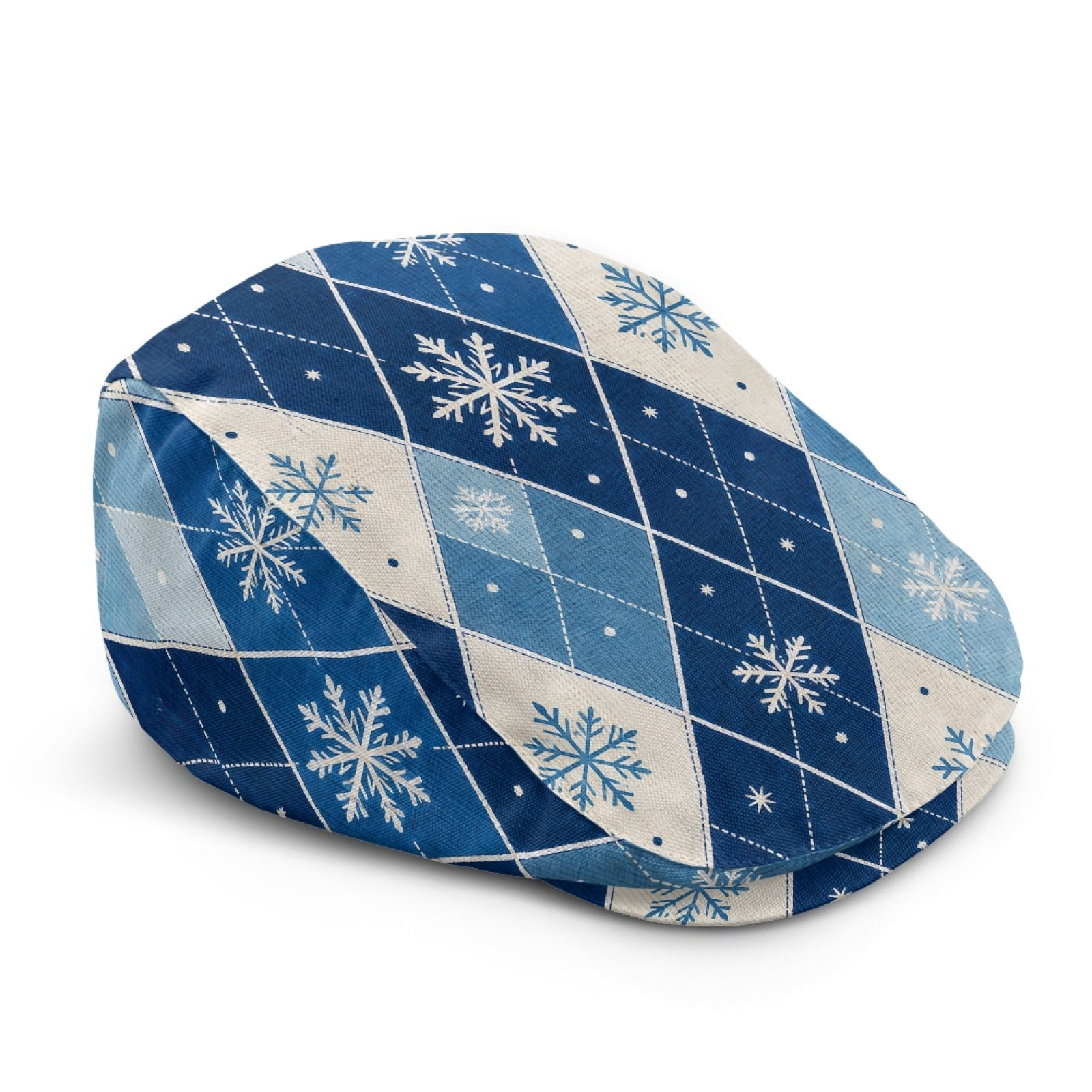 Garronmavis Blue Argyle Snowflake Flat Cap for Men Winter Lightweight ...