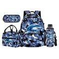 thumbnail image 1 of Garronmavis Blue Camo Lightning Ocean Shark 4PCS School Backpack Set, 17 Inch Cool Boys Daypack with Insulated Lunch Bag, Pencil Pouch and Water Bottle Holder for Sea Animal Lovers, 1 of 8