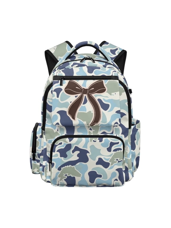 Blue Fish Bow 17 Inch Kids Backpack for Girls Breathable School Bag with Padded Tablet Sleeve & Multi-Pockets for 9-12 Years Old Bookbag for Elementary
