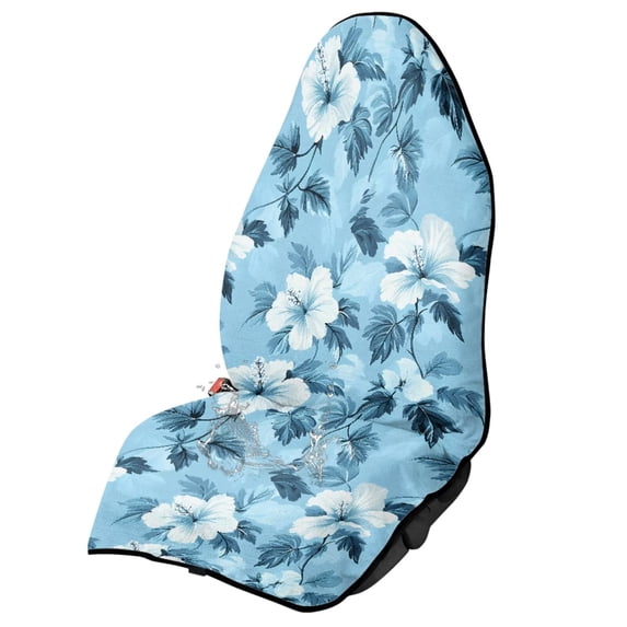Garronmavis Blue Hibiscus Front Car Seat Towel Cover Stain Resistant Waterproof Sweat Protection for Post Workout Beach Outdoor Use Stretchable Universal Fit for Most Cars SUV Trucks Sedan Van