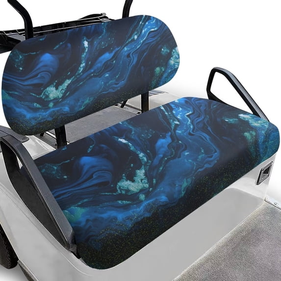 Garronmavis Blue Marble Golf Cart Seat Covers Soft Split Backrest Front Seat Cover Smooth and Simple Interior Accessiore for Protection Suitable for All Weather Conditions