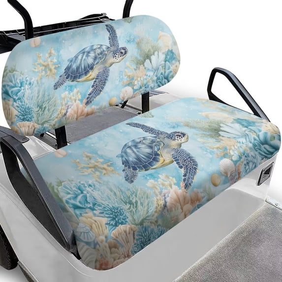 Garronmavis Blue Marble Turtle Golf Cart Seat Covers Accessories Smooth and Simple Golf Cart Seat Covers Set Easy Install Accessiores Suitable for All Weather Conditions