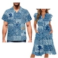 thumbnail image 1 of Garronmavis Blue Octopus Couple Matching Outfit Husban and Wife Clothing A-Line Womens Short Sleeve Dress Hawaiian Dresses Size S and Mens Button Up Summer Shirt, 1 of 7