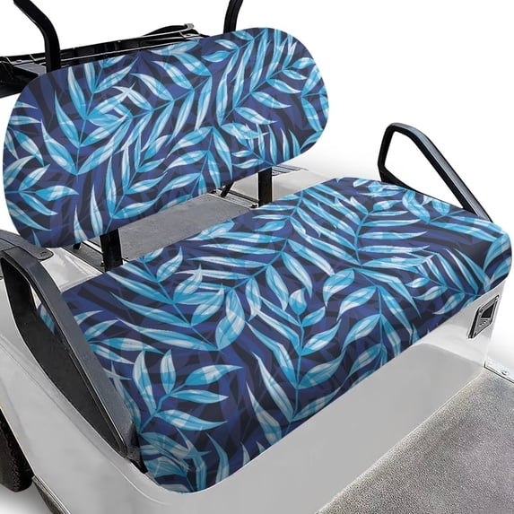 Garronmavis Blue Palm Leaf Golf Cart Rear Seat Cover Accessories Suitable for All Seasons Golf Cart Seat Cover Replacement Smooth Surface Accessiores for Interior