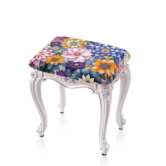 Garronmavis Boho 2 Piece Stool Covers Rectangular Barstool Covers Slipcovers with Elastic Edge Mandala Flower Counter Stool Cover for Vanity Kitchen Living Room Gift for Friends