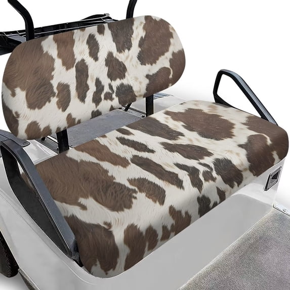 Garronmavis Brown Cow Point Golf Cart Seat Covers Polyester Material Front Seat Cushion Universal Fit Protects Against Friction and Sun Damage on Most Standard Golf Vehicles