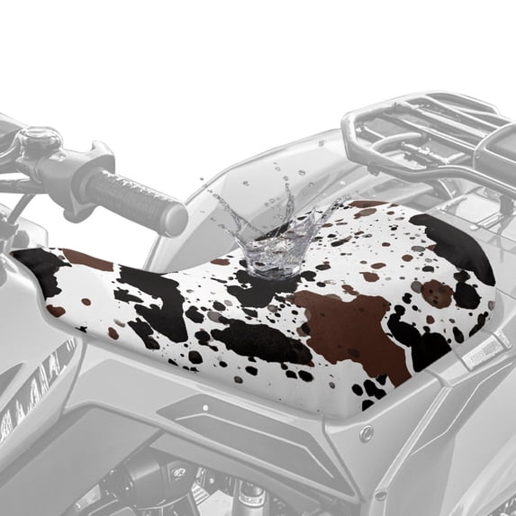 Garronmavis Brown Cow Print 23×10 Inch ATV Seat Cover Waterproof Non-Slip Four Wheeler Seat Cover Compatible with Polaris Sportsman Polaris Scrambler Honda Rancher