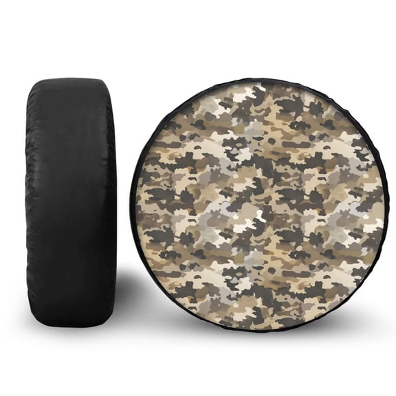 Garronmavis Camo Auto Spare Tire Covers SUV Trailer 15 Inch Wheel Tires Covers Camper Spare Tire Cover Weatherproof Sun Protection Universal Fit RV SUV Truck