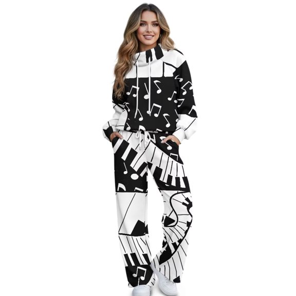 Garronmavis Camo Sweatsuit Comfrt Sweat Sets for Women 2 Piece Jogger Sets for Women Track Suits Wide Leg Sweatpants with Pockets Long Sleeve Hoodie Pullover, Size XL