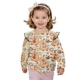 thumbnail image 1 of Garronmavis Capybara Long Sleeve Sweatshirt Polyester Spandex Fabric Dessert Pullover Drop Shoulder Sweater 3T Warm Girls Crewneck Sweatshirt Ruffle Toddler Girl Clothes for Daily Life, 1 of 7