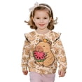 thumbnail image 1 of Garronmavis Capybara Toddler Girl Sweatshirt Soft Watermelon Pullover Drop Shoulder Sweater 3T Comfortable Ruffle Long Sleeve Girls Top Lightweight Girls Crewneck Sweatshirt for Kids, 1 of 7