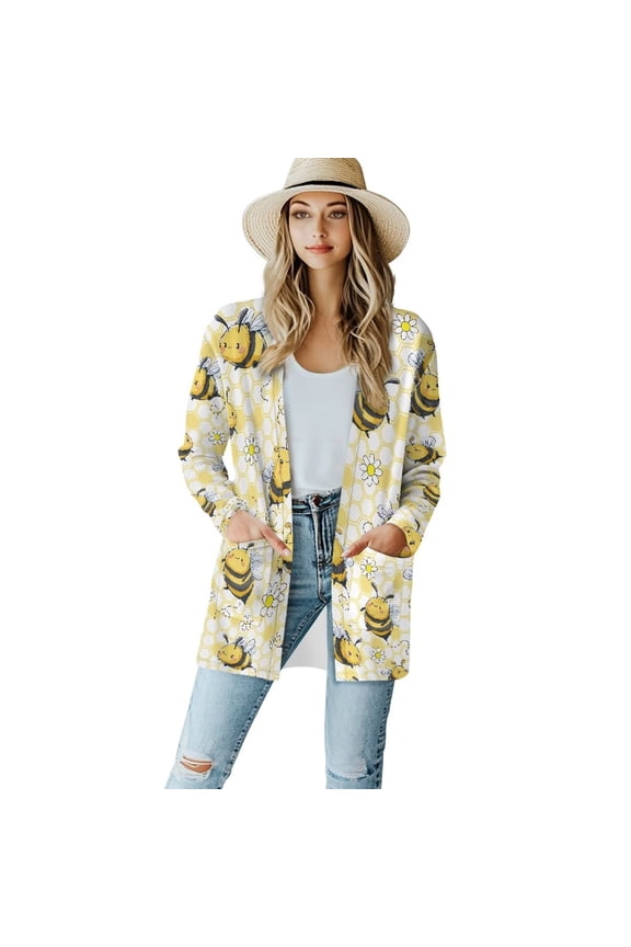 Cardigan Sweaters for Women Open Front Knit Sweater Lightweight Cardigan Jacket Plus Size Fall Coats Loose Cover Up Casual Blouse Tops Bees