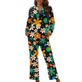 thumbnail image 1 of Garronmavis Cartoon Flower Pajamas Set for Women Long Sleeve Pjs Sleepwear Button Down Top Pj Pants with Pocket Loungewear Night Suits, 1 of 7