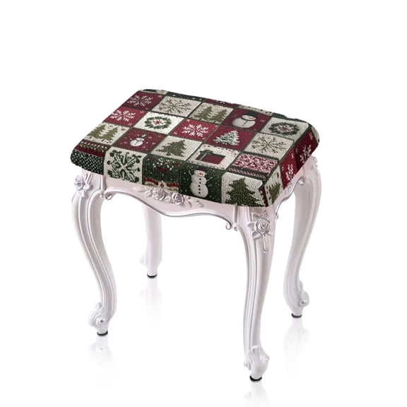 Garronmavis Christmas 2 Piece Stool Covers Rectangular Barstool Covers Slipcovers with Elastic Edge Easy to Install Counter Stool Cover for Vanity Kitchen Living Room Gift for Friends