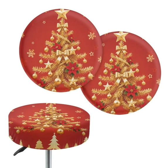 Garronmavis Christmas Bar Stool Covers Set of 2 Soft Round Protective Cover for Round Barstools Easy to Install Circle Chair Cover 12-14 Inch Christmas Decoration Gift for Friends