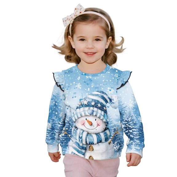 Garronmavis Christmas Snowmen Kids Pullover Clothes 3T Fashion Long Sleeve Fall Winter Tops Lightweight Casual Clothes for Girls Warm Kids Sweatshirts Pullover for Outdoor Activities