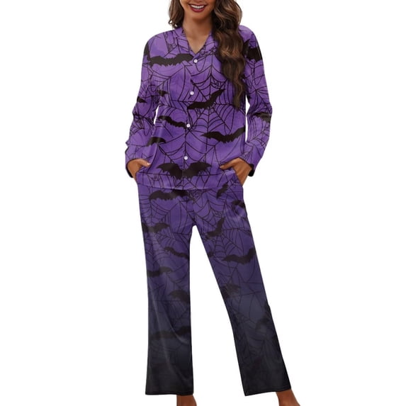 Garronmavis Christmas Women's Pajama Set Long Sleeve Button Down Shirt & Pants V-Neck Cozy Sleepwear 2 Piece Lounge Set Xmas Clothes, Blue