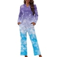 thumbnail image 1 of Garronmavis Christmas Womens Button Down Pajama Set Button Down Loungewear Lightweight Thermal Nightwear with Pockets Christmas Snowflake Fish Scale, 1 of 7