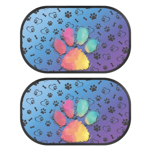 Garronmavis Colorful Paw 2 Pcs Car Window Shade for Baby Automotive Interior Sun Protection Easy Installation 20*12 in Car Window Sun Protection Suitable for SUVs, Minivans and Full Size Cars