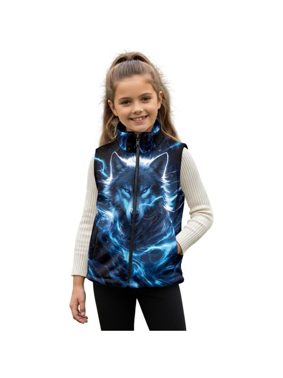 Cool Wolf Kids Vest Size 3T Versatile Boys Outerwear Vests Stylish Sleevless Fall Winter Warm Outerwear With Pockets Fashion Warm Lightweight Winter Coat with Pocket