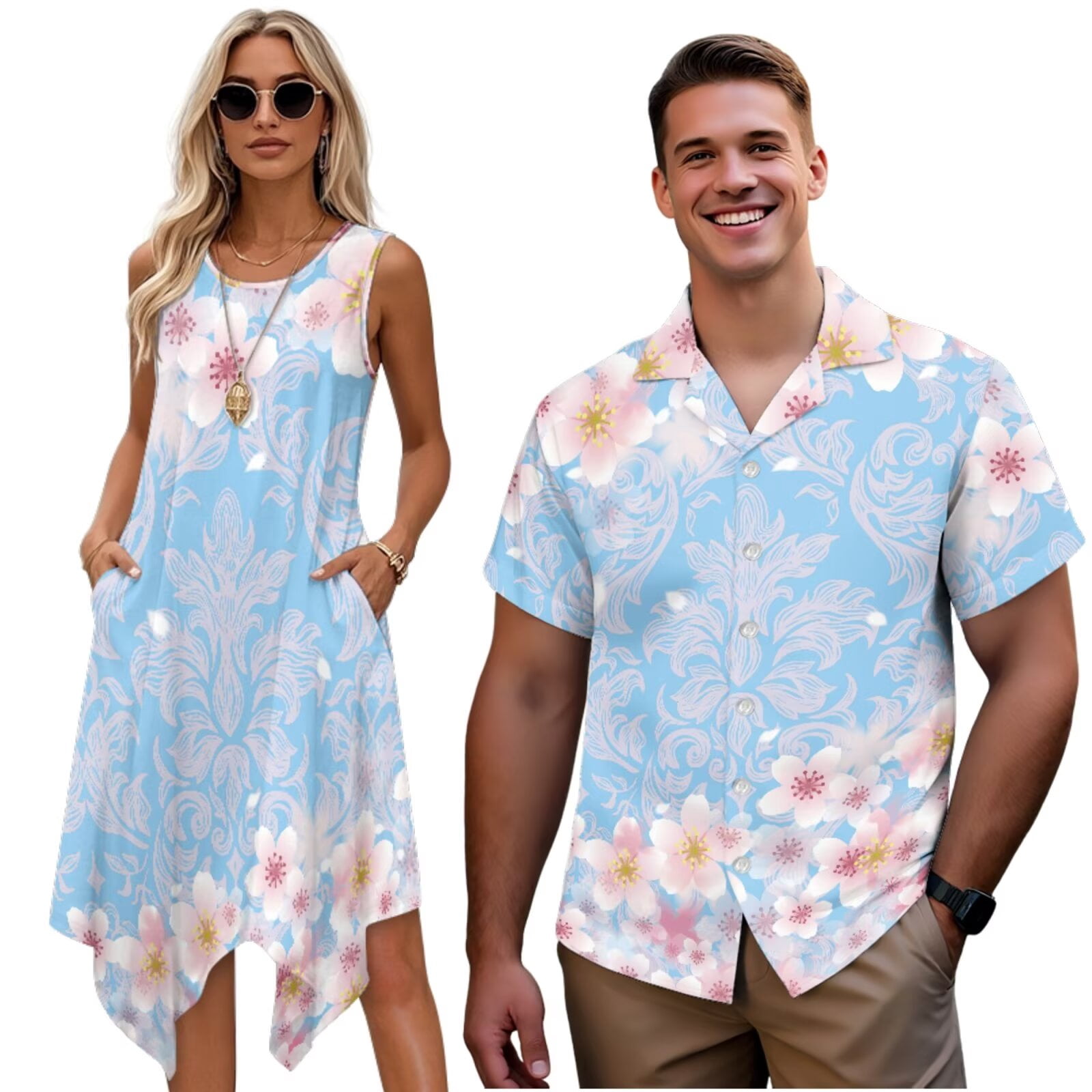 Polyester Sundress Garronmavis Couples Outfits Matching Sets Womens Sleeveless Dress ...