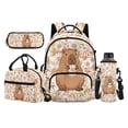 thumbnail image 1 of Garronmavis Cream Sunflower Daisy Holding Flower Cartoon Capybara Children Backpack Combo, 17 Inch Wildflower Cute Rodent School Bag with Thermal Lunch Pack, Pen Case and Drink Bottle Holder, 1 of 8