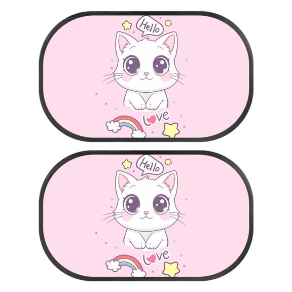Garronmavis Cute Cat 2 PC Window Shade for Baby in Car Window Shades for Side Window Automotive Interior Sun Protection with UV-Protection Easy Installation 20*12 in