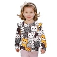 thumbnail image 1 of Garronmavis Cute Cats Long Sleeve Sweatshirt Soft Pullover Crewneck Long Sleeve Shirt Stylish Fall Winter Clothes Washable Toddler Girl Sweatshirt Clothes Outfit for Girls Aged 5-6, 1 of 7