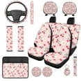 thumbnail image 1 of Garronmavis Cute Cherry 14 Pack Car Seat Covers Set with Car Steering Wheel Cover Headrest Protector Auto Armrest Cover and Seat Belt Covers Easy to Install Universal Fit for Cars SUV, 1 of 6