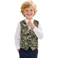 thumbnail image 1 of Garronmavis Cute Green Camo Boys Vest Size 11-12 Versatile Sleevless Fall Winter Warm Outerwear with Pockets Stylish 3-button Single Breasted Closure & 2 Slit Pockets for Daily Life, 1 of 7