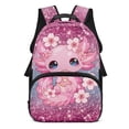 thumbnail image 1 of Garronmavis Cute Pink Cherry Blossom Axolotl 17-inch Large Capacity Kids School Backpack, Adjustable Comfortable Shoulder Straps Elementary Student Bookbag, for Boys Girls Daily School, 1 of 8