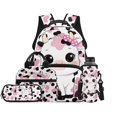 thumbnail image 1 of Garronmavis Cute Pink Cow Kids Backpack Set, 4-Piece School Bag with Lunch Bag, Pencil Case & Water Holder Case, Breathable Adjustable Straps Backpack for Elementary School Girls, 1 of 6
