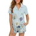 thumbnail image 1 of Garronmavis Dandelion Womens Button Down Pajamas Set Short Sleeve Sleepwear Soft Lounge Sets Top and Shorts Loungewear Notch Collar Nightwear, 1 of 7