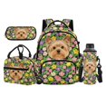 thumbnail image 1 of Garronmavis Dark Green Mixed Wildflower Yorkshire Terrier Backpack Bundle, 17 Inch Pet Dog Casual Girls School Bookbag Including Lunch Bag, Stationery Pouch and Water Bottle Carrier, 1 of 8