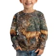 thumbnail image 1 of Garronmavis Deer Boys Long Sleeve T-Shirts 3-4 Loose Camo Forest Kids Crewneck T-Shirts Fall Tops Lightweight Casual Crewneck Loose Fit Tee Tops Soft Casual Crewneck Tees, 1 of 7