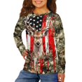 thumbnail image 1 of Garronmavis Deer Girls Long Sleeve T-Shirts 3-4 Loose Flags Kids Basic Soft Long Sleeve Tees Top Lightweight Cute Camo Kids Crewneck T-Shirts Fall Tops Fashion Fall Winter Clothes, 1 of 7