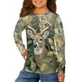 thumbnail image 1 of Garronmavis Deer Girls Long Sleeve T-Shirts 3-4 Soft Green Camo Casual Crewneck Loose Fit Tee Tops for Girls Warm Kids Basic Soft Long Sleeve Tees Top for Outdoor Activities, 1 of 7