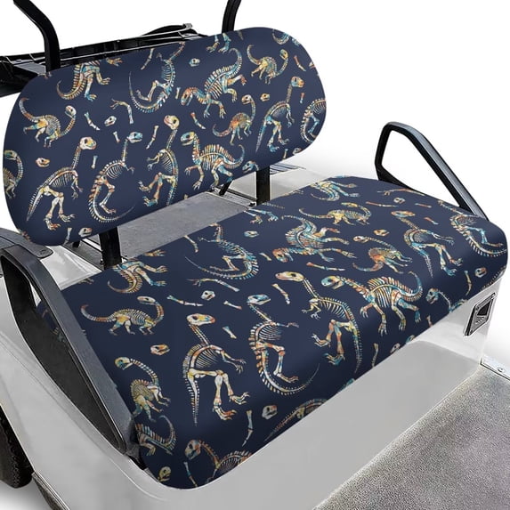 Garronmavis Dinosaur Skeleton Golf Cart Seat Covers Set Polyester Front Seat Cover Easy to Install and Clean Universal Fit Interior Protection Golf Cart Replacement Seat Cover