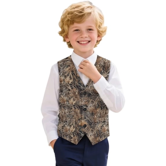Garronmavis Duck Camouflage Boys Suit Vest Comfortable Sleevless Fall Winter Warm Outerwear with Pockets Versatile V Neck Adjustable Back Strap Vests Fashion Sleeveless Outerwear