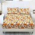thumbnail image 1 of Garronmavis Fall Pumpkin Bow Print Twin Size Bedding Set, 2 Soft Decorative Pillow Shams & 1 Deep Pocket Fitted Sheet, Autumn Harvest Pattern Bed Cover for Kids, 137cm*193cm, 1 of 7