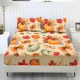 thumbnail image 1 of Garronmavis Fall Pumpkin Maple Print Twin Size Bedding Sheet Set, 3 Piece Soft Breathable Microfiber Bed Sheets with 1 Fitted Sheet & 2 Pillow Shams for Autumn Bedroom, 100cm*190cm, 1 of 7